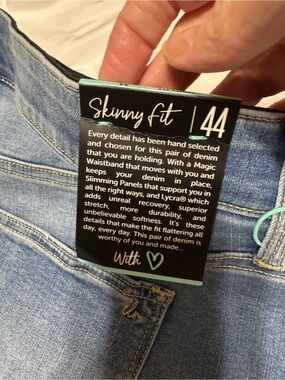 LuLaRoe, NWT Distressed Skinny Fit Light Blue Denim Jeans - Size 44